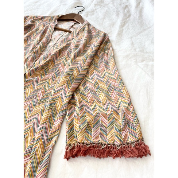 Intimissimi Chevron Fringed Kimono Robe - Picture 4 of 10